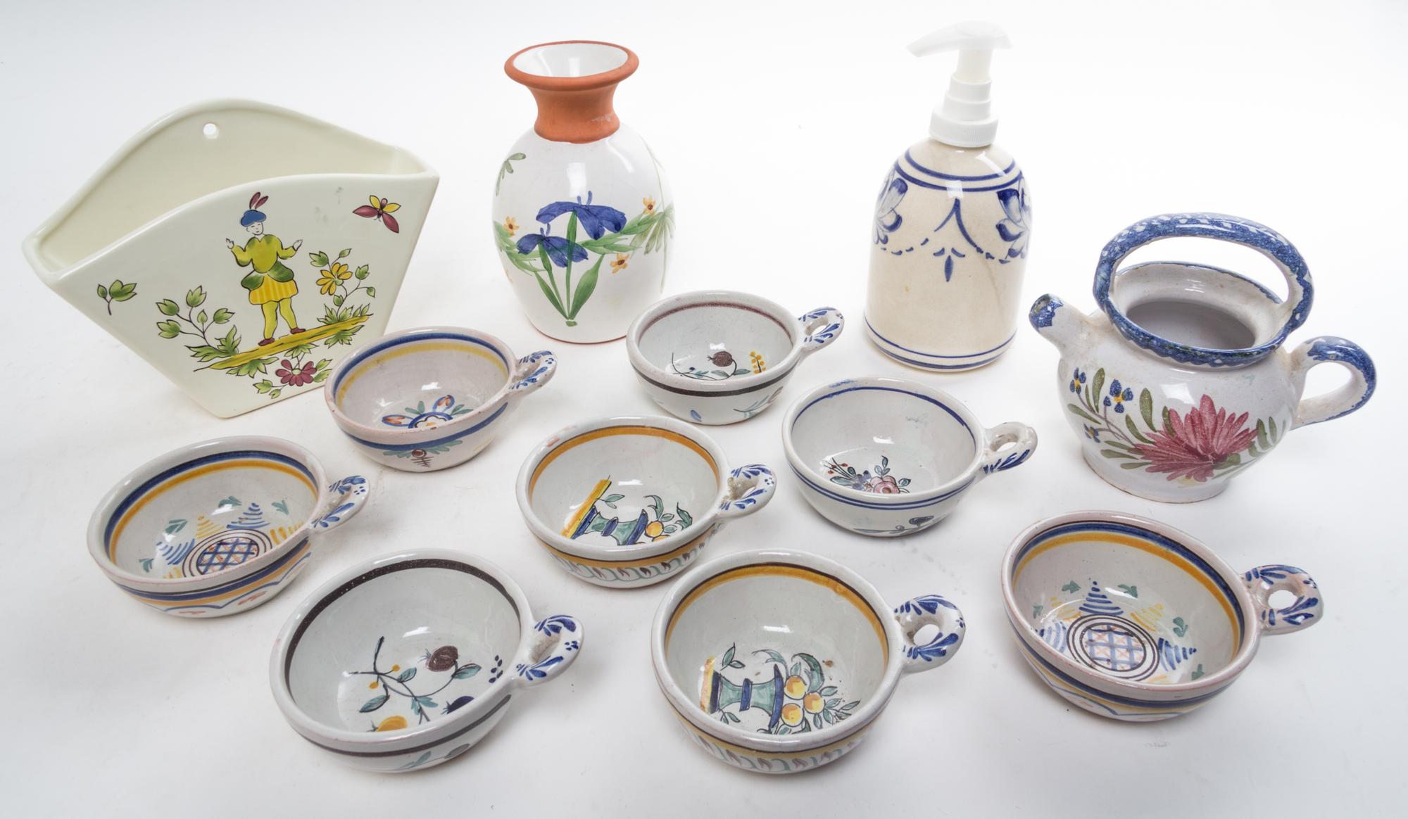 A Group of French Pottery Articles Width of first 6 3/4 inches.