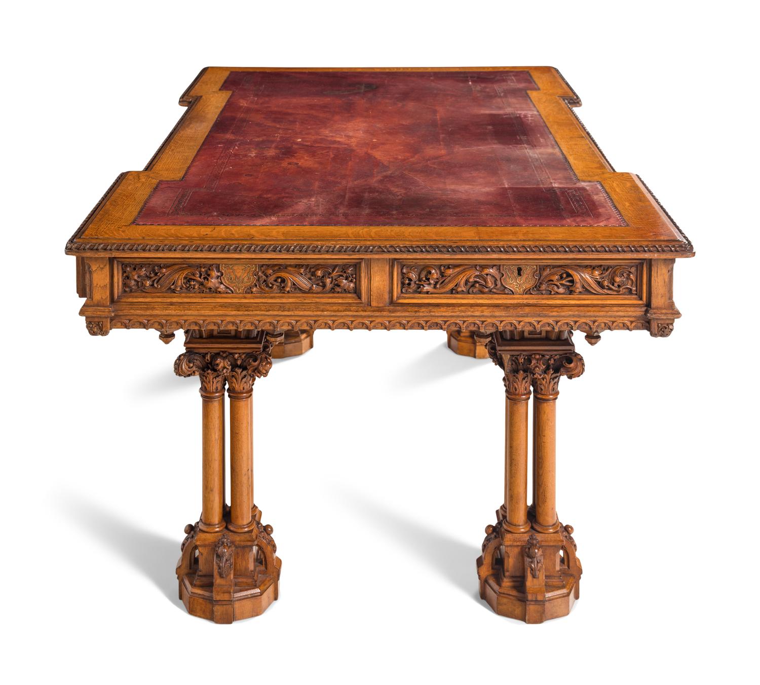An Austrian Carved Oak Writing Table