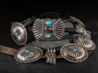 Navajo Silver and Turquoise Third Phase Concha Belt