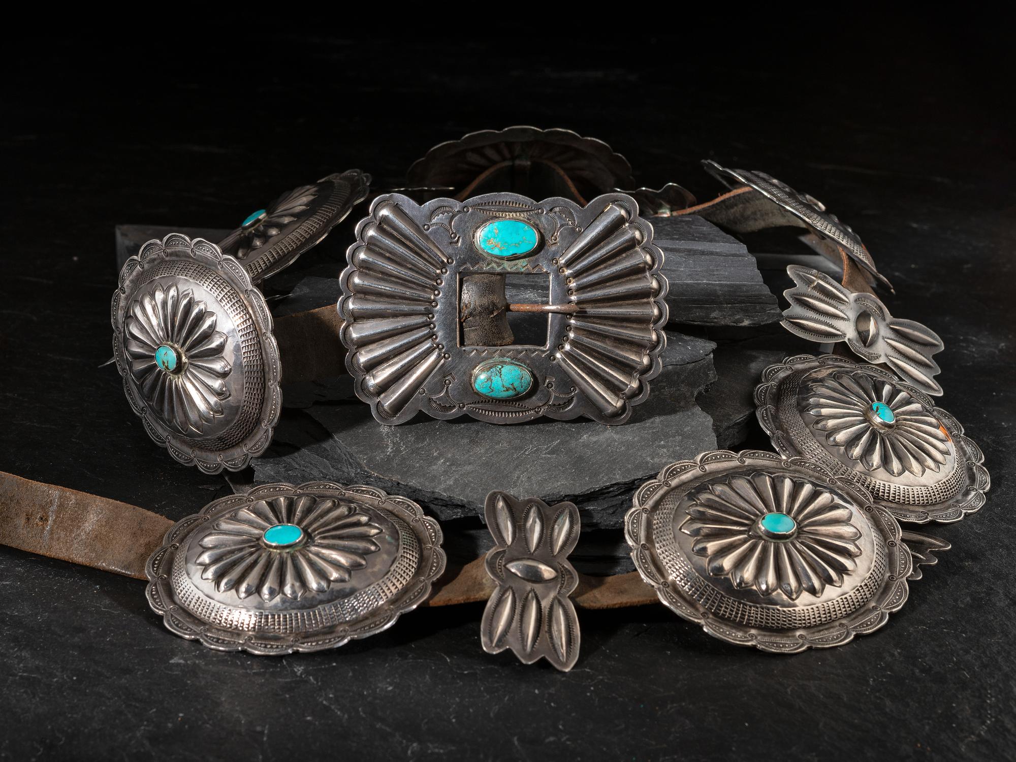 Navajo Silver and Turquoise Third Phase Concha Belt