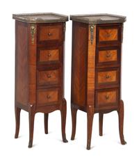 A Pair of French Gilt Bronze Mounted Kingwood Side Chests