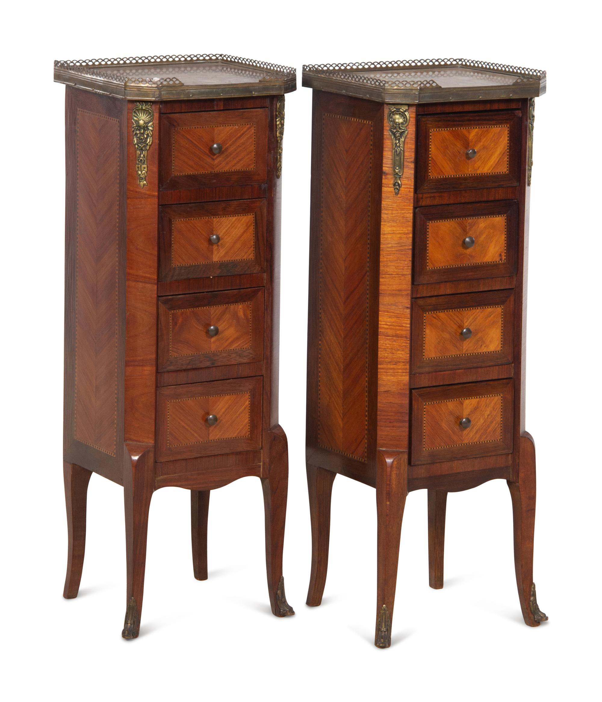 A Pair of French Gilt Bronze Mounted Kingwood Side Chests