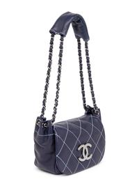 CHANEL, NAVY SURPIQUE SMALL FLAP BAG