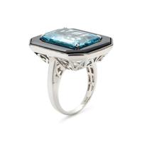 BLUE TOPAZ AND ONYX RING