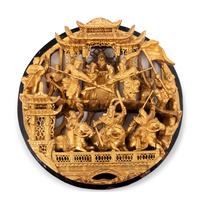Four Chinese Gilt Wood Circular Panels