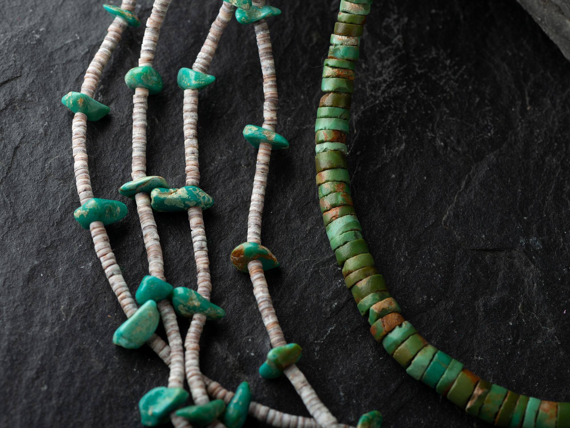 Pueblo Rolled Turquoise Necklace and Joclas