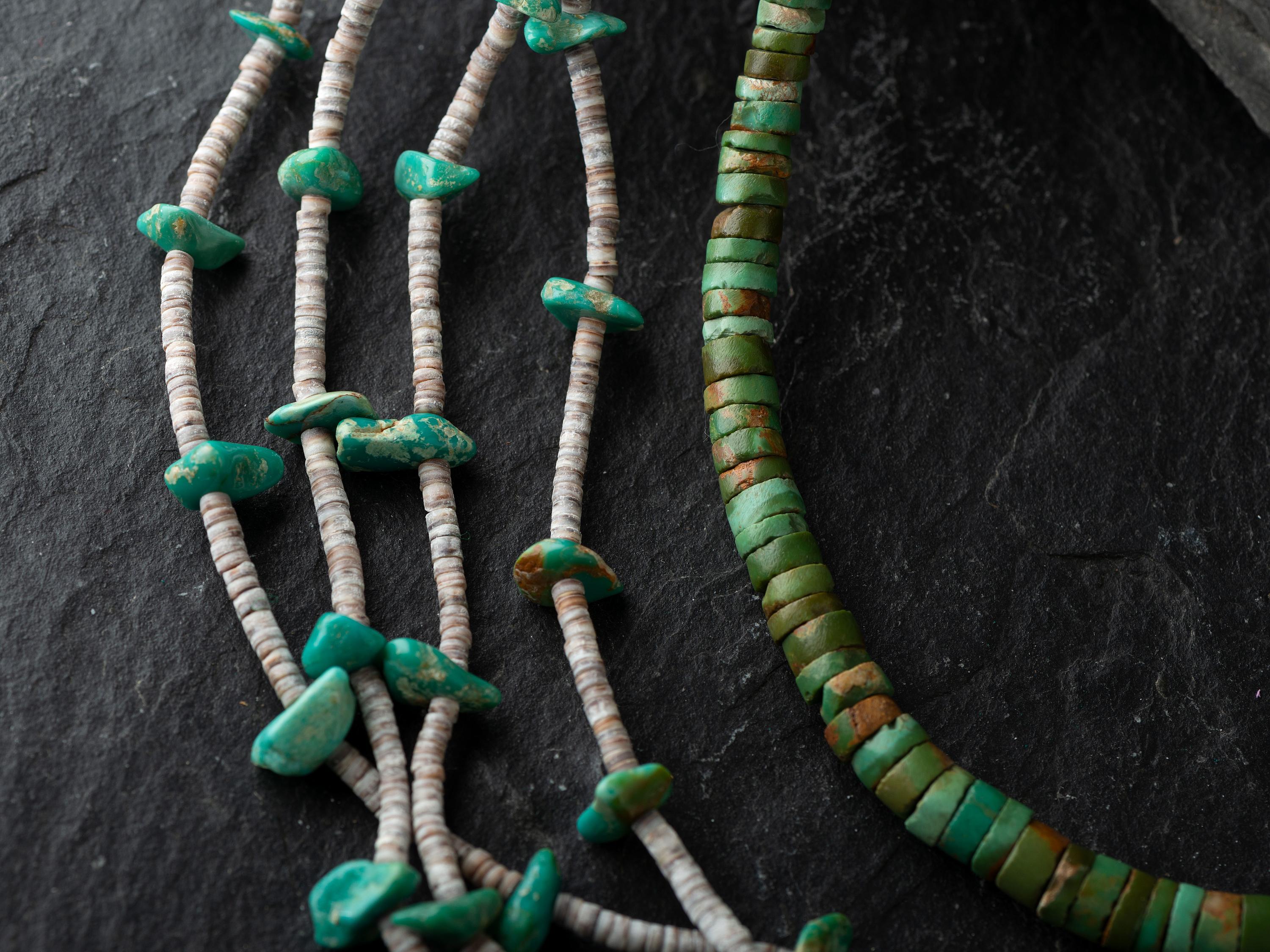 Pueblo Rolled Turquoise Necklace and Joclas