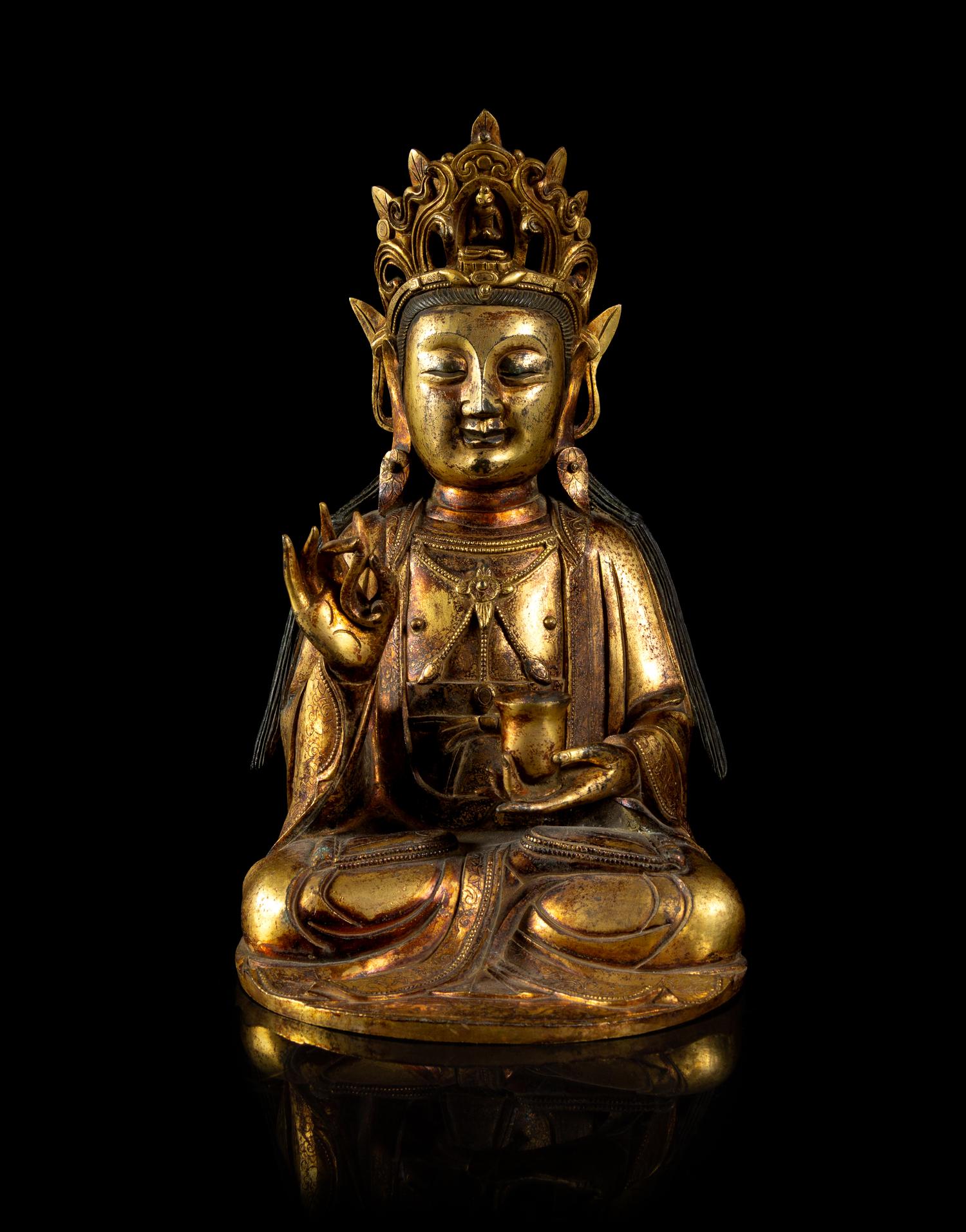 A Gilt Bronze Figure of Guanyin