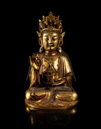 A Gilt Bronze Figure of Guanyin