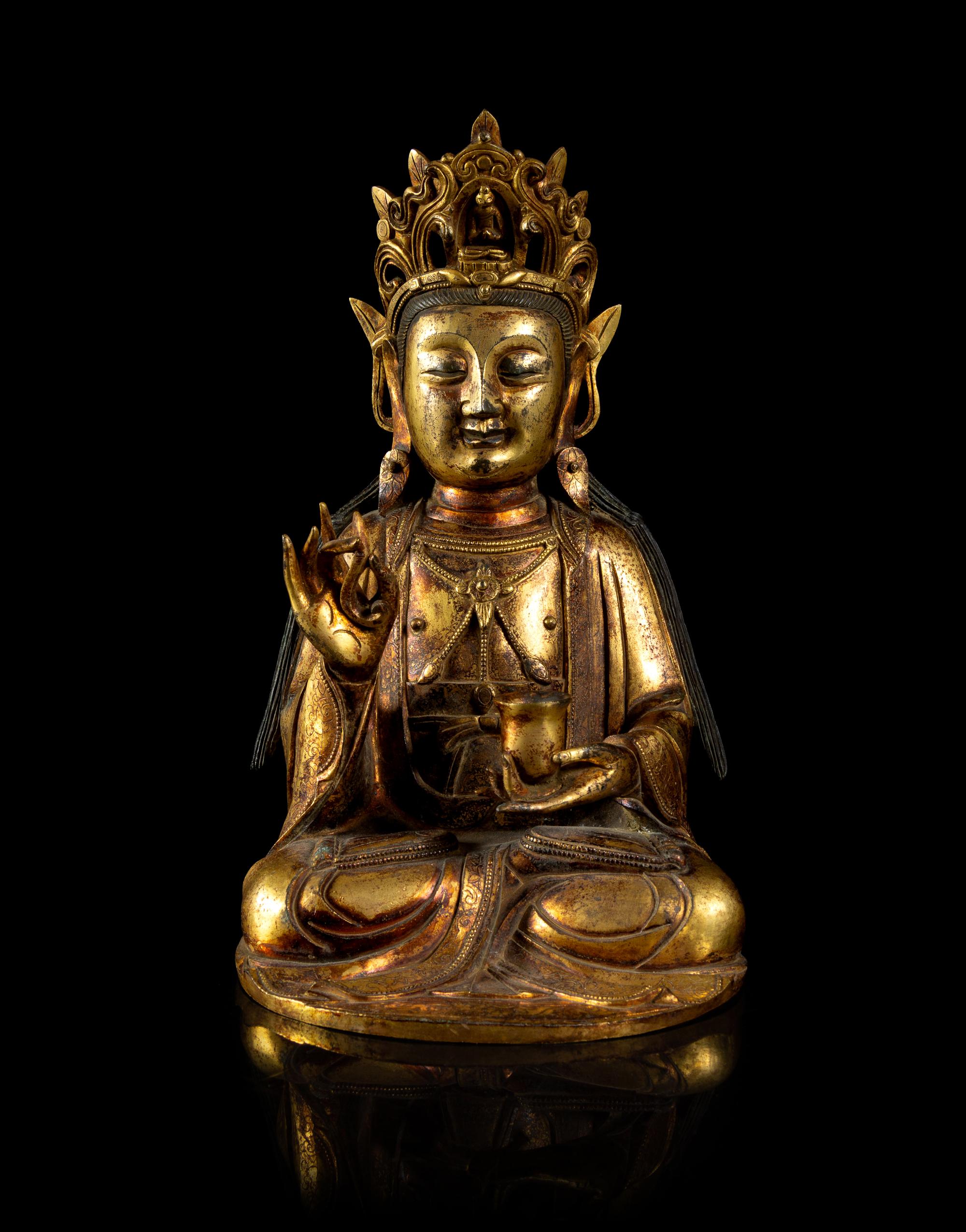 A Gilt Bronze Figure of Guanyin