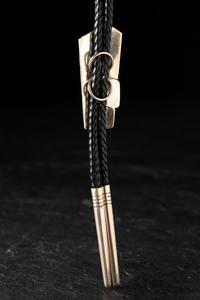 Sterling Silver Tufa Cast Bolo Tie, with 14K Gold Accents