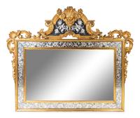 A Venetian Rococo Style Giltwood and Etched Glass Mirror — 20TH CENTURY