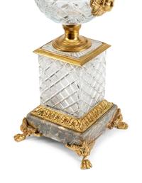 A Pair of Empire Style Cut Glass, Gilt Bronze and Marble Campagna Vases