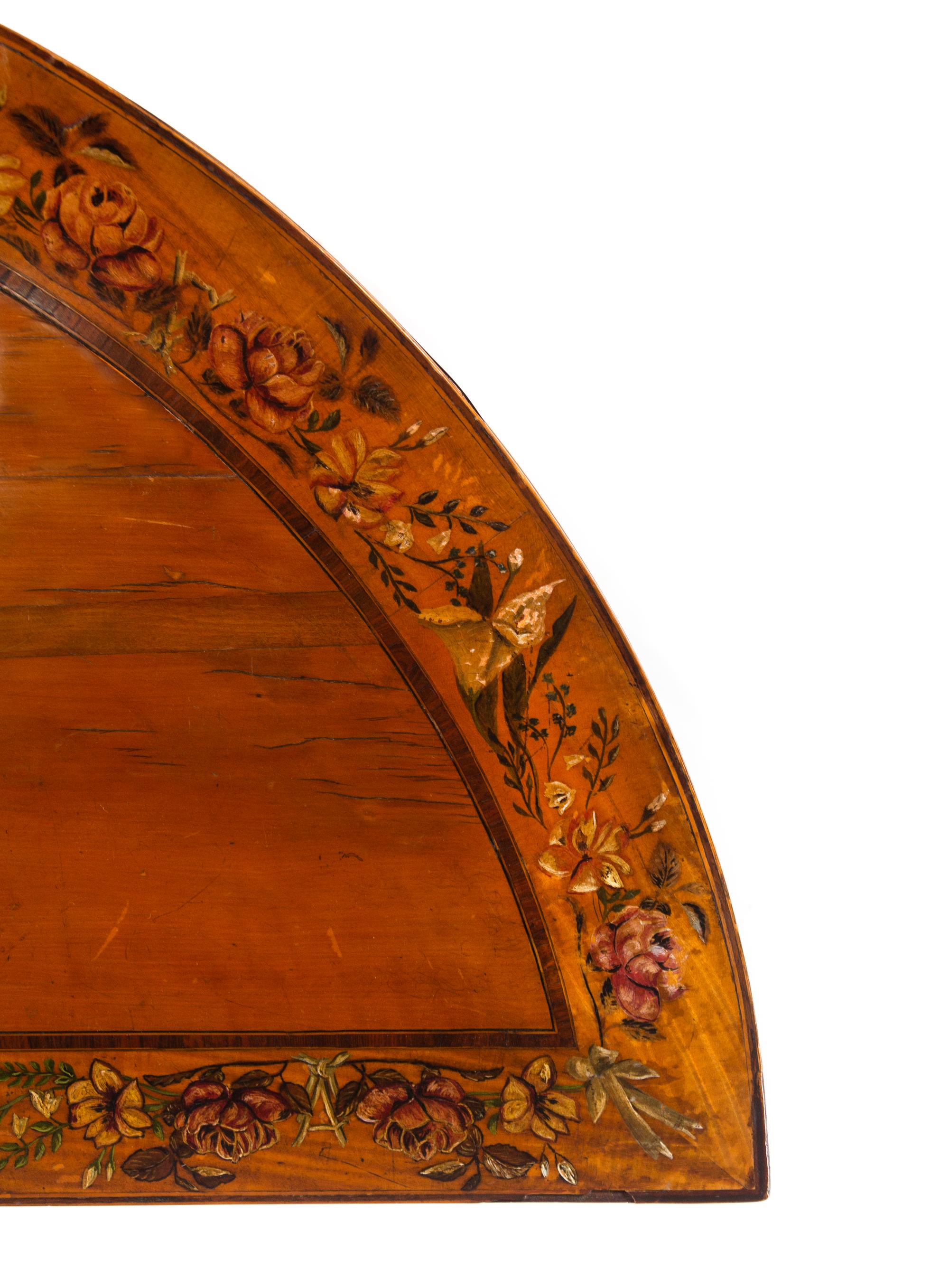 An Edwardian Painted Satinwood Flip-Top Game Table