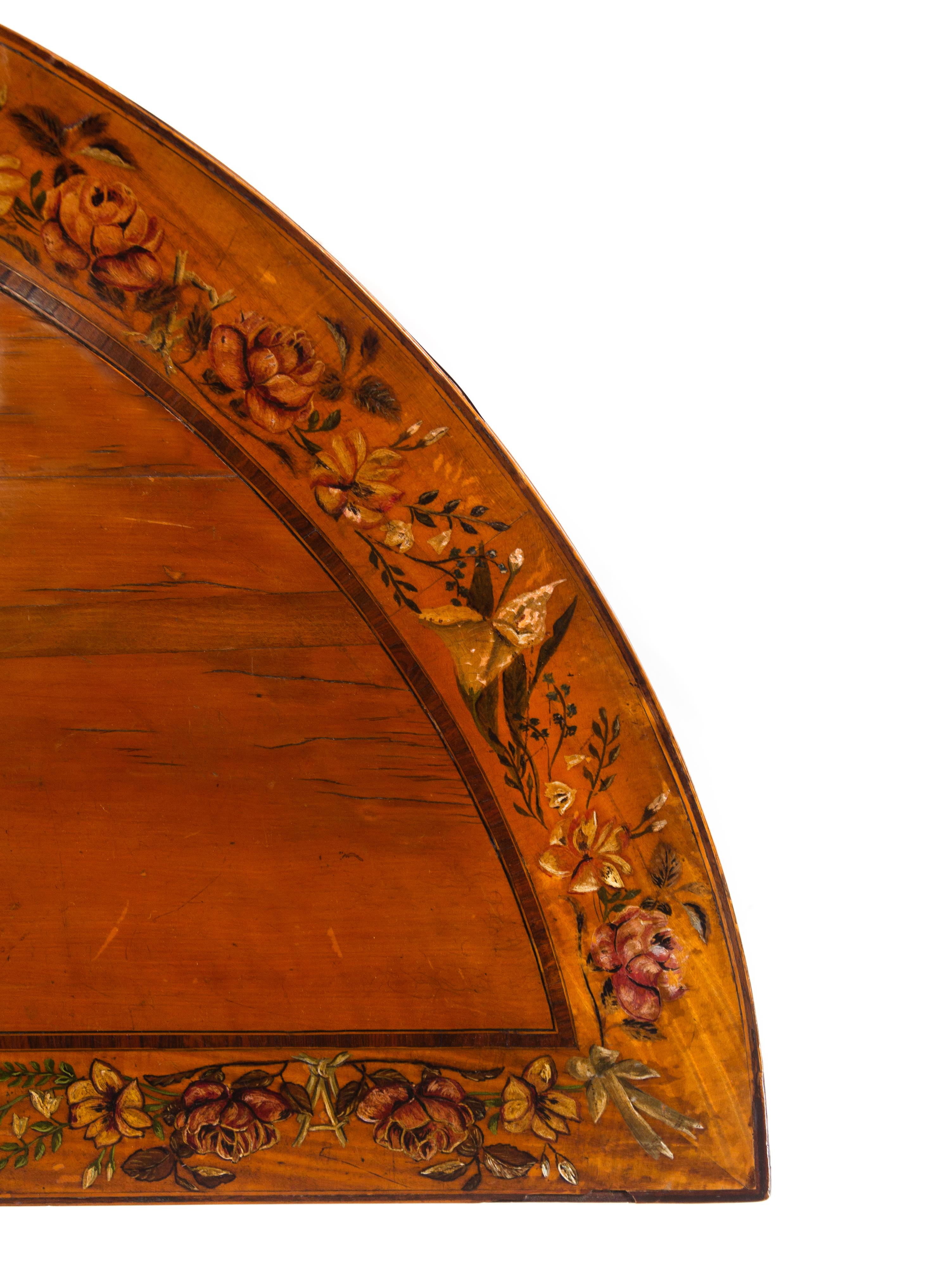 An Edwardian Painted Satinwood Flip-Top Game Table
