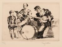 Percy F. Albee, (American, 1883-1959), A group of five works: Italian Fishwife, Italian Fishwife, Street Musicians, Idlers, and Poor Mo