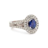 COLOR CHANGE SAPPHIRE AND DIAMOND RING