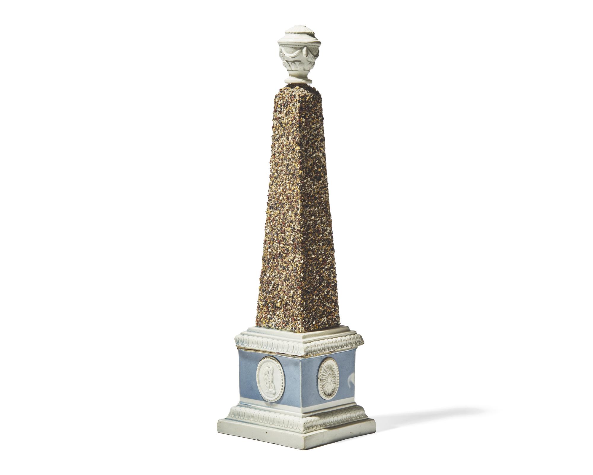 A rare Staffordshire pearlware obelisk, attributed to Ralph Wood, Burslem, England, circa 1798-1801