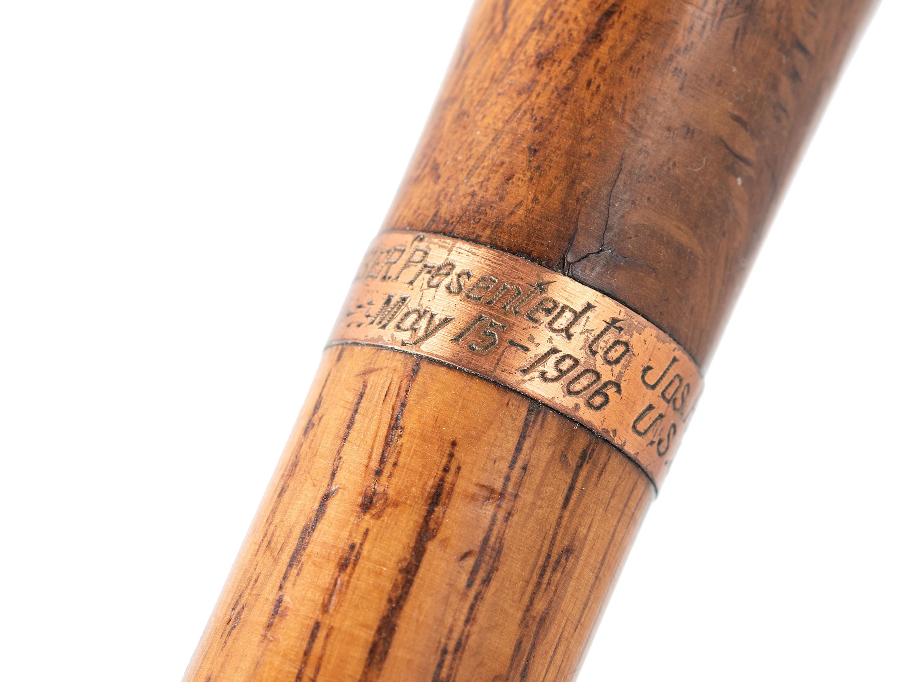 [MILITARIA - NAVY]. Walking stick presented to Joseph Rudolph by Captain Giles B. Harber.