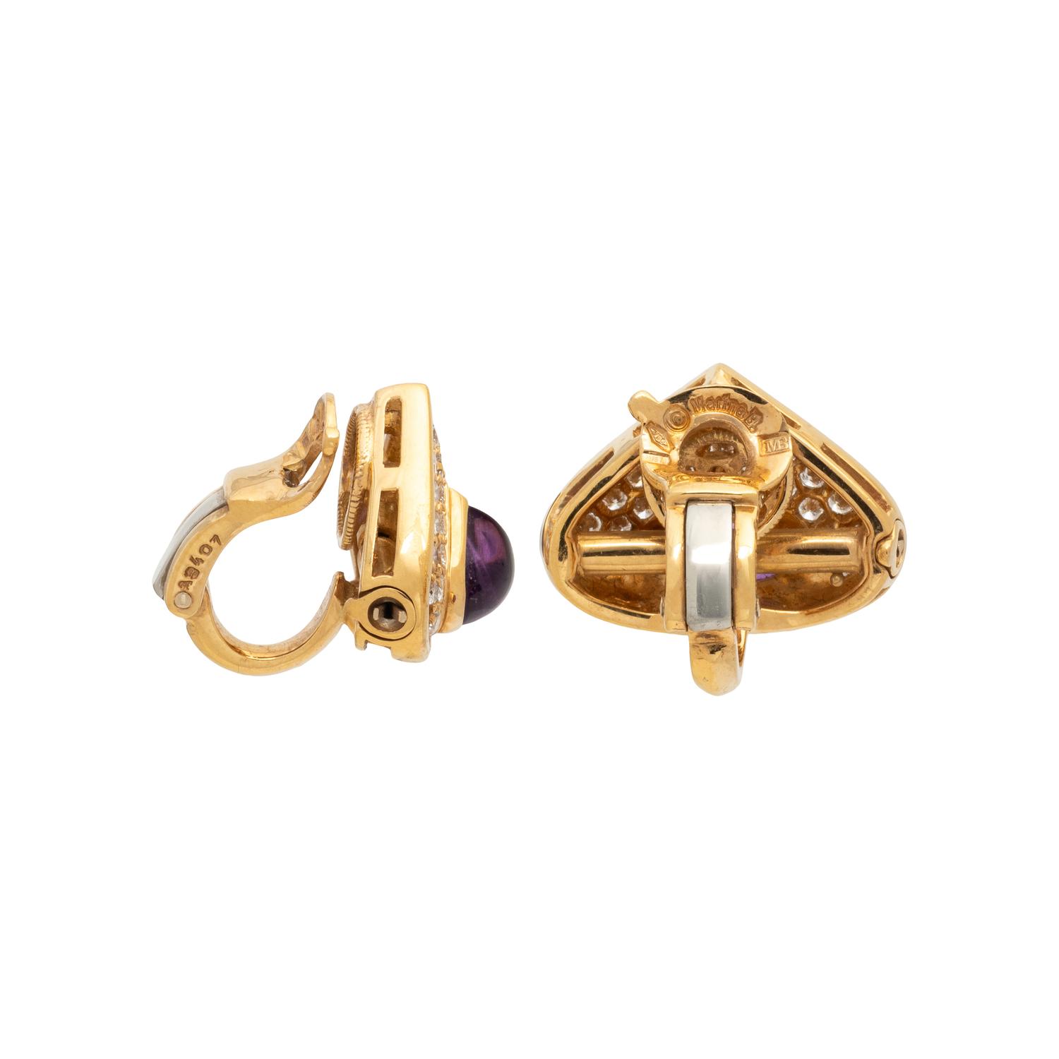 MARINA B, AMETHYST AND DIAMOND EARRINGS
