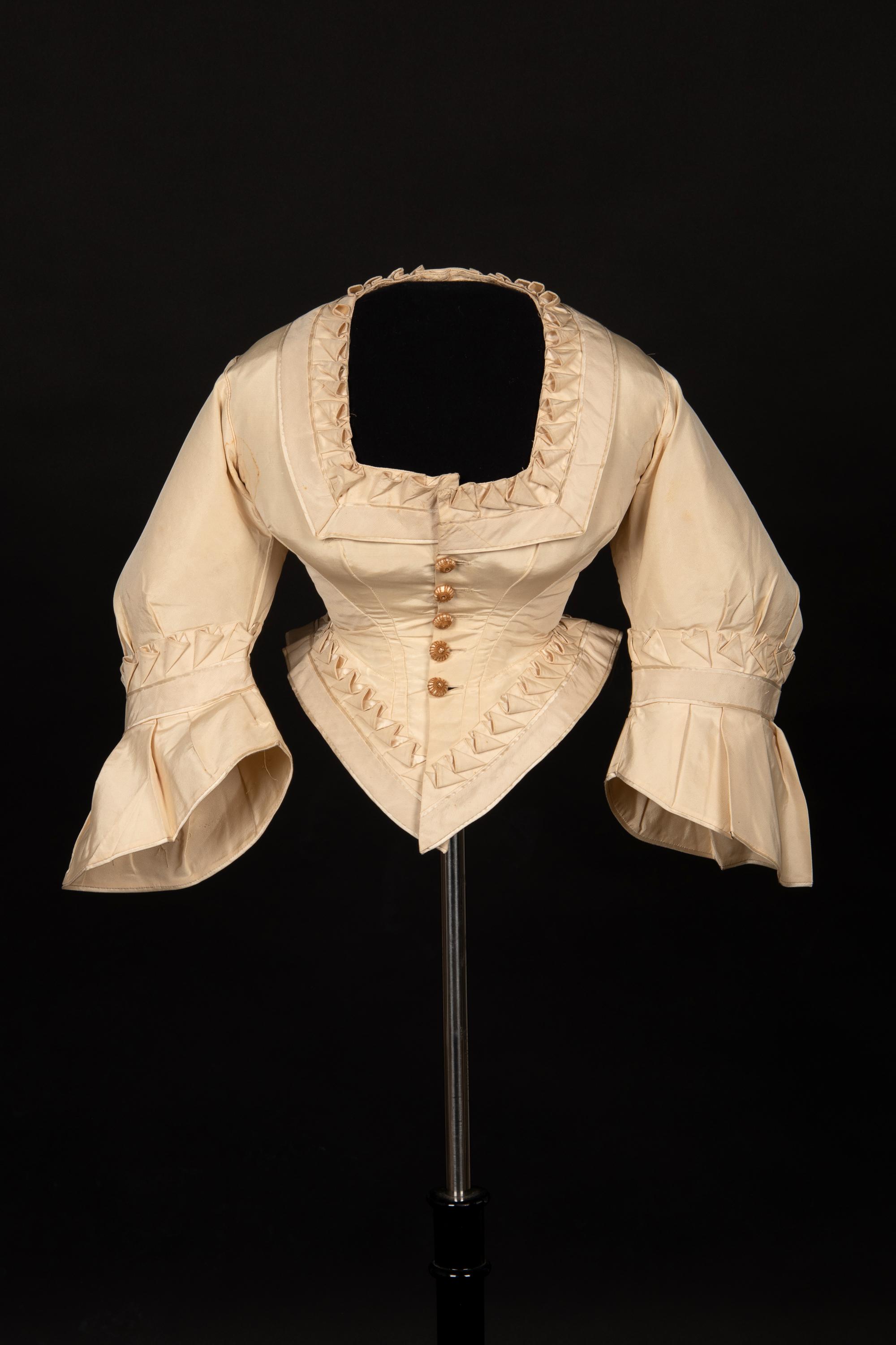 Two Silk Evening Bodices, 1870s