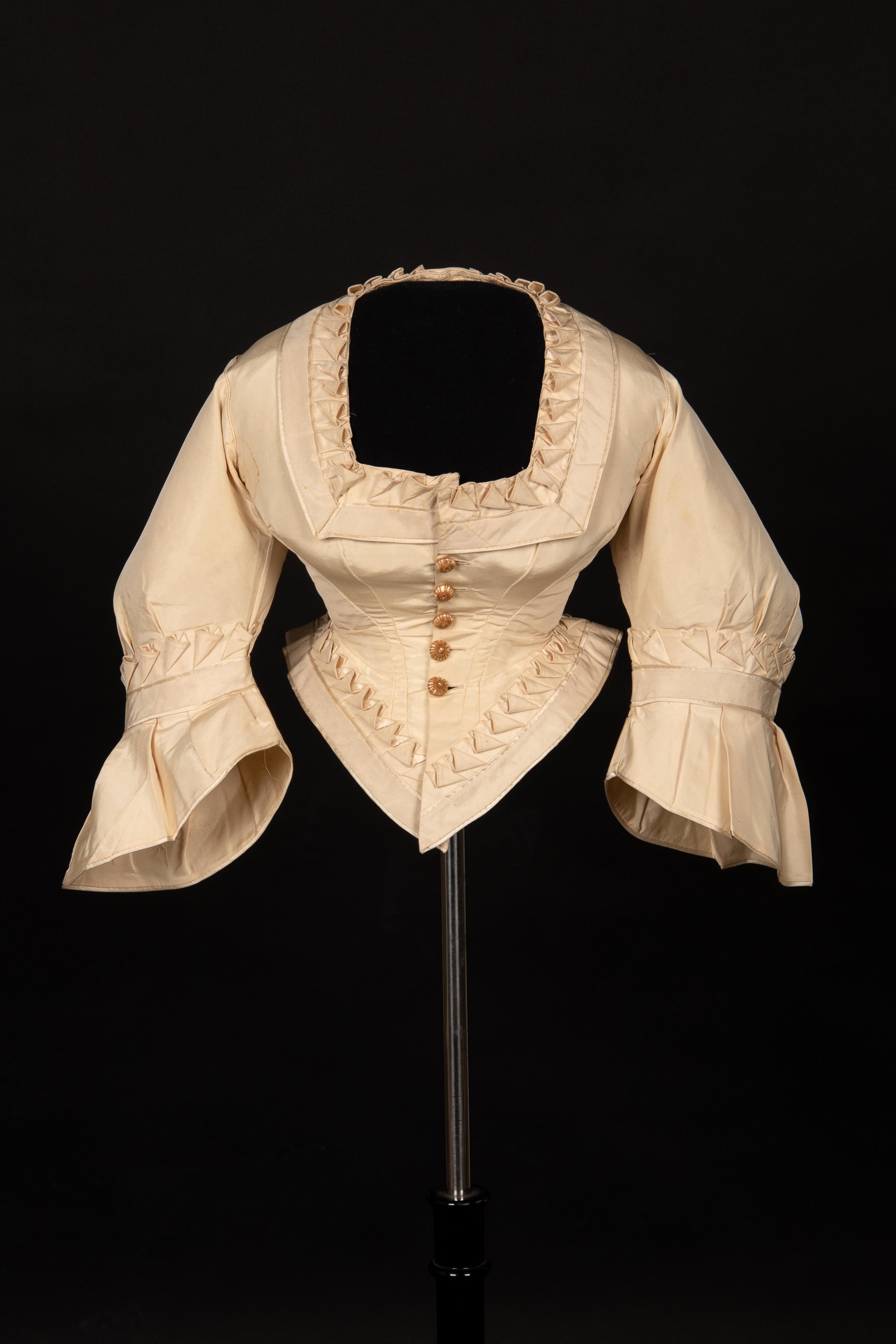 Two Silk Evening Bodices, 1870s