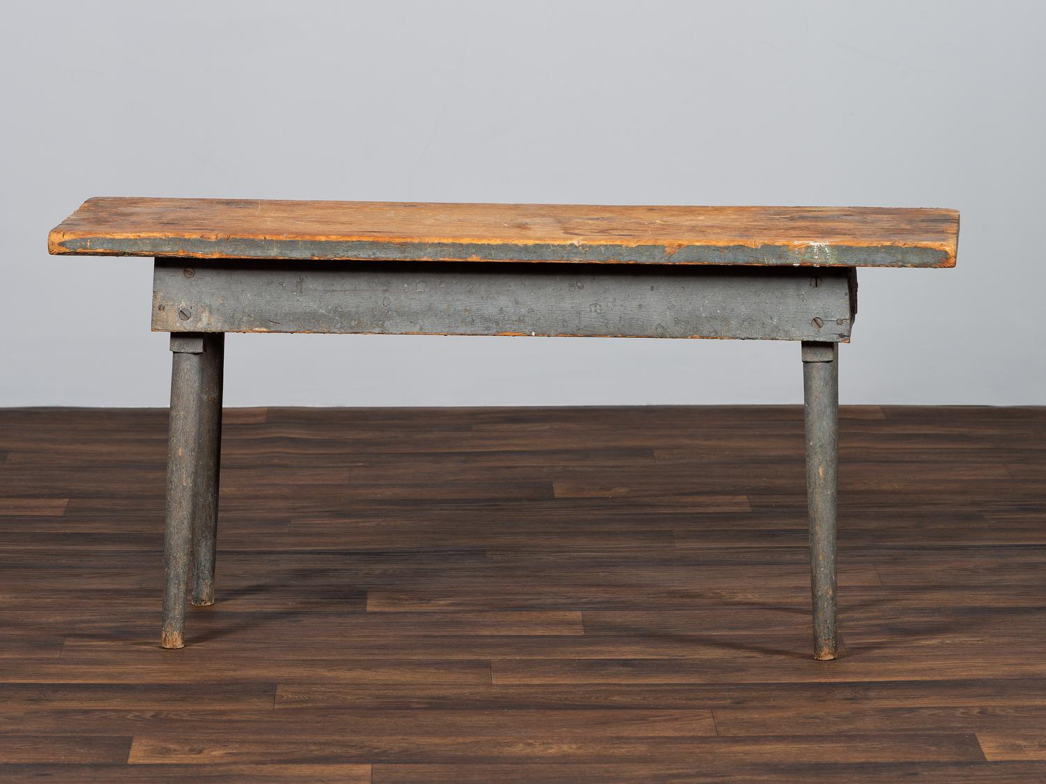 A Shaker Blue Painted Pine Work Bench