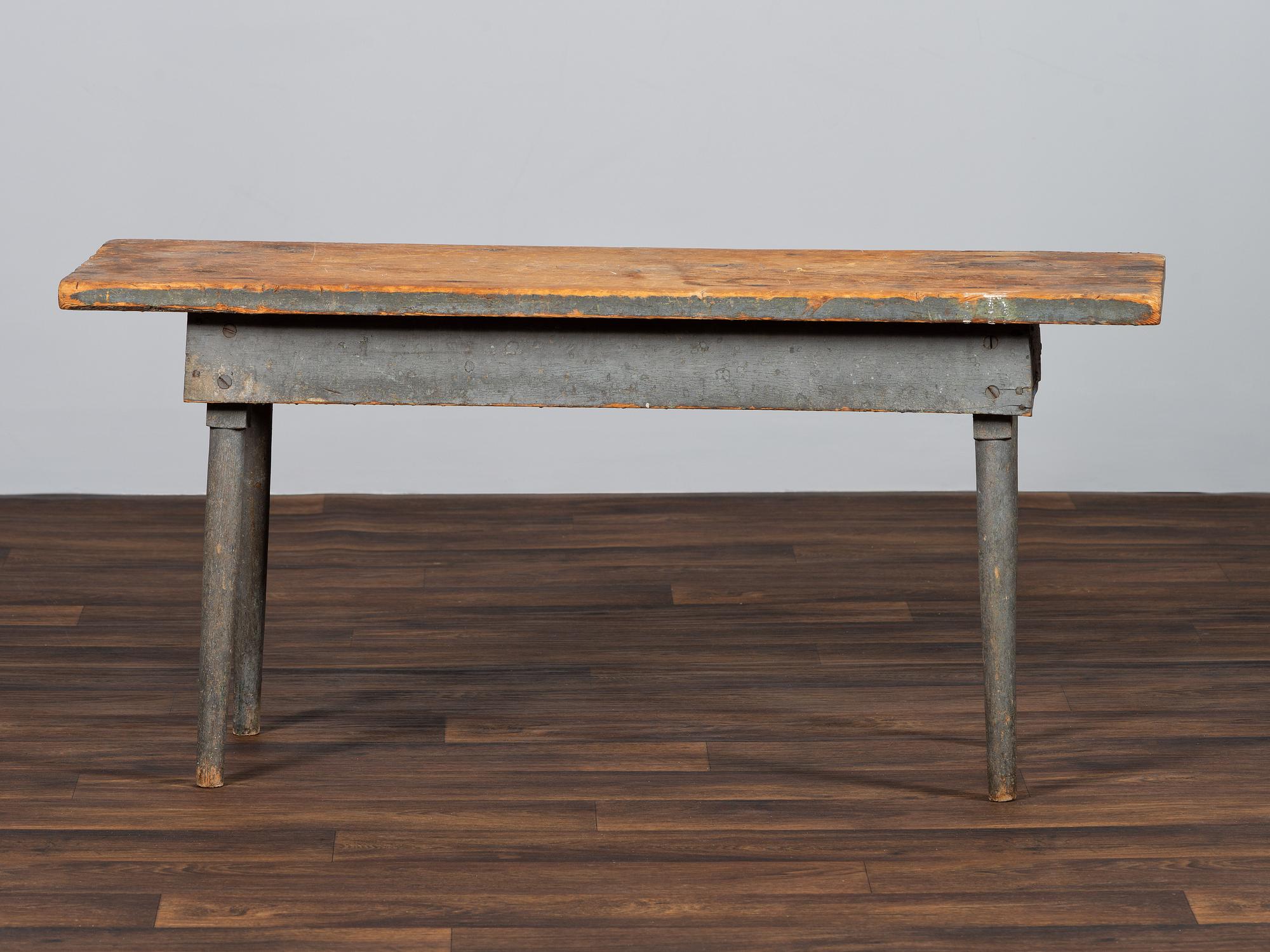 A Shaker Blue Painted Pine Work Bench