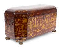 A Chinese Export Black and Gilt Chinoiserie Lacquered Tea Caddy — CIRCA 1850
