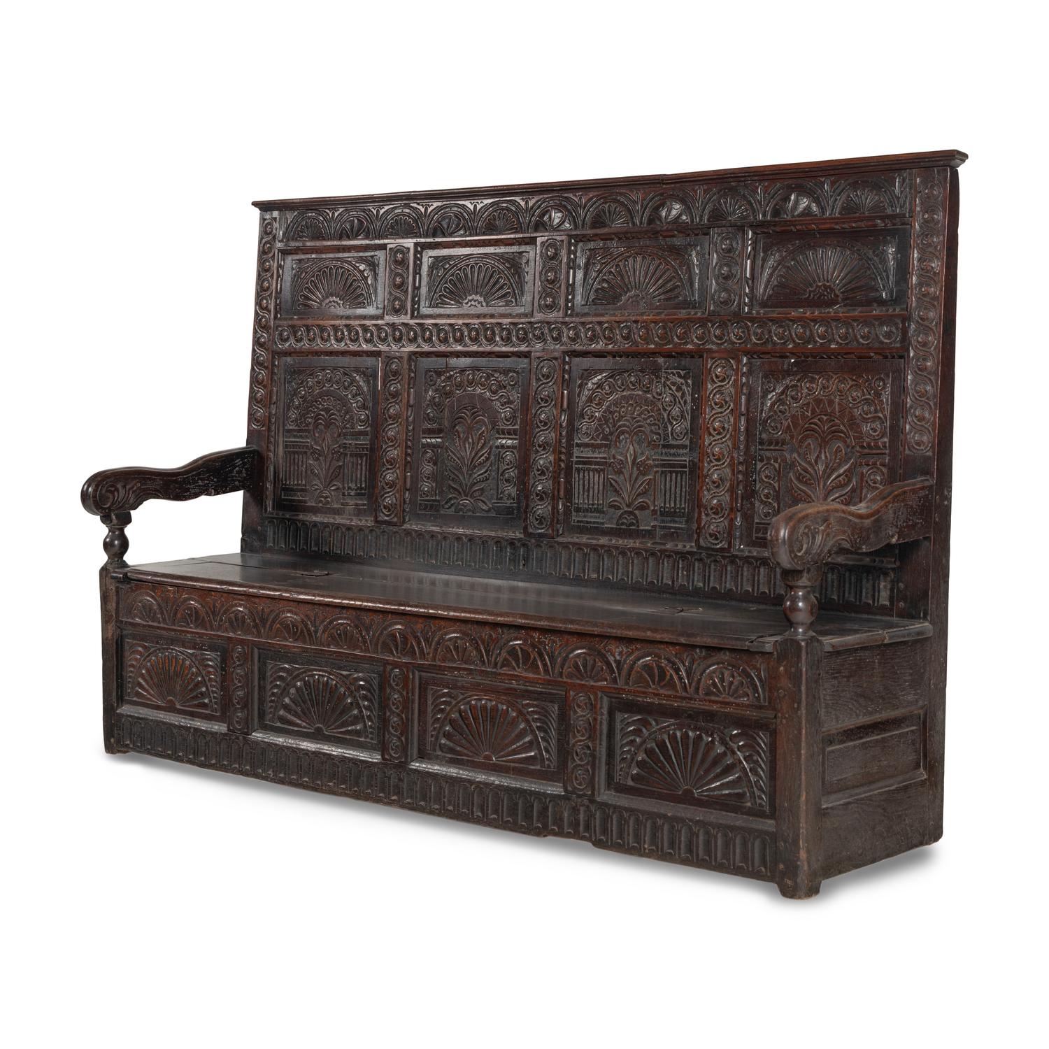 An English Oak Box Settle