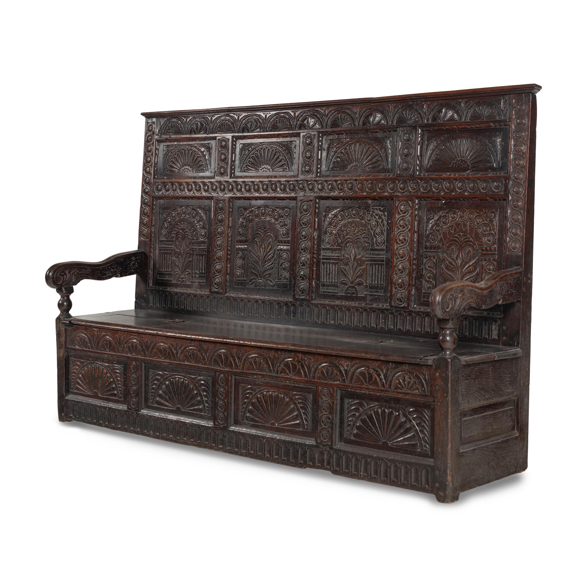 An English Oak Box Settle