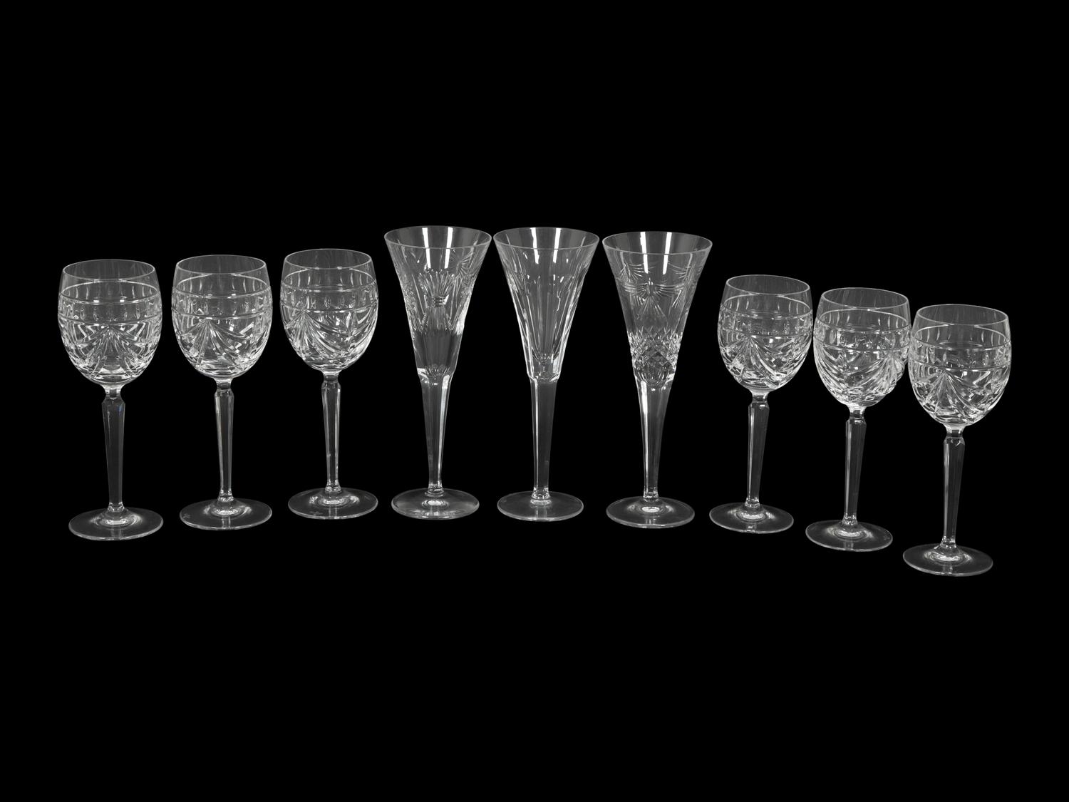 Three Sets of Waterford Cut Glass Stemware
