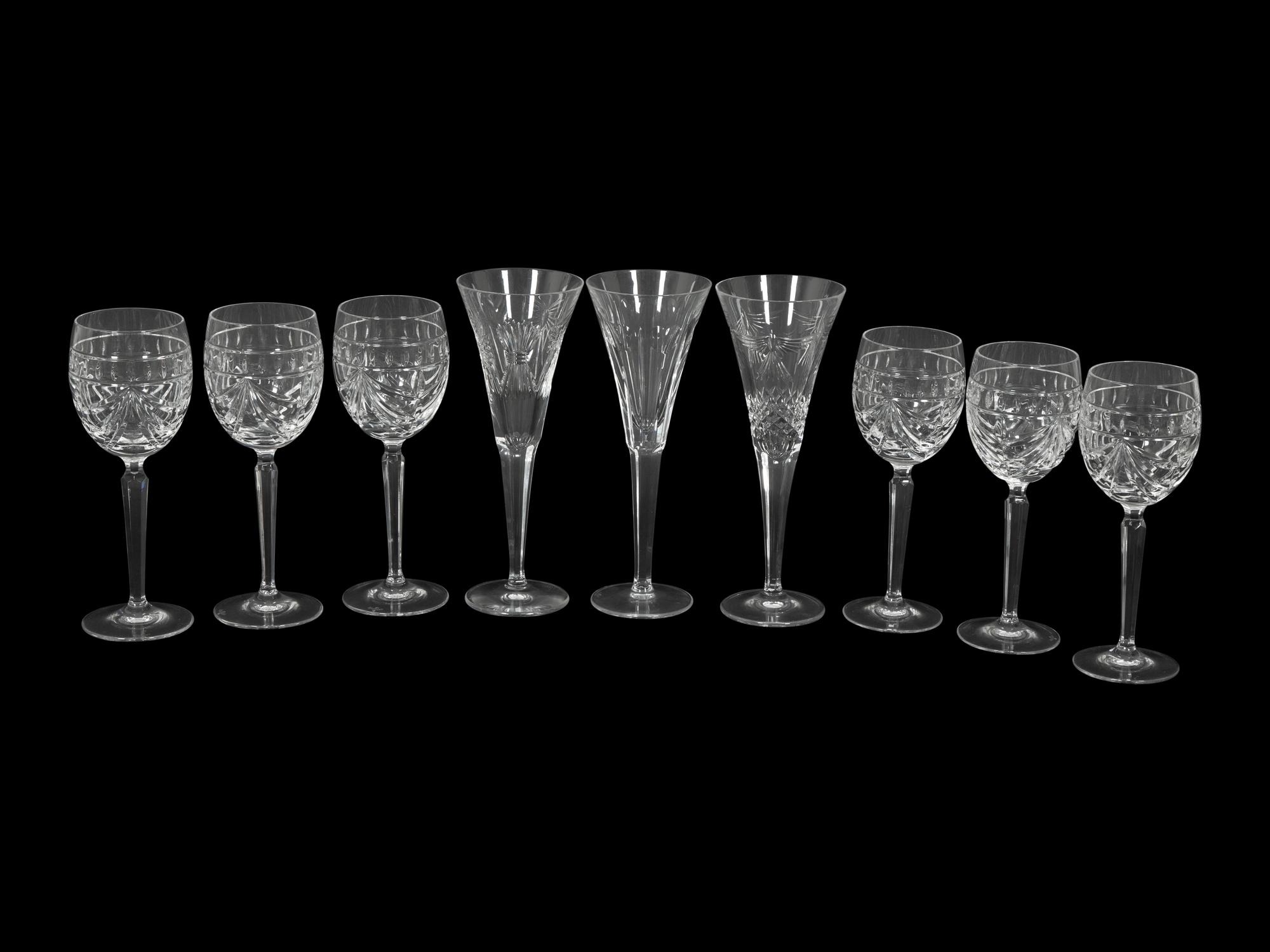 Three Sets of Waterford Cut Glass Stemware