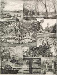 [ART AND ARCHITECTURE]. A group of 15 woodcut scenes of Chicago by R.R. Donnelly & Sons and others.