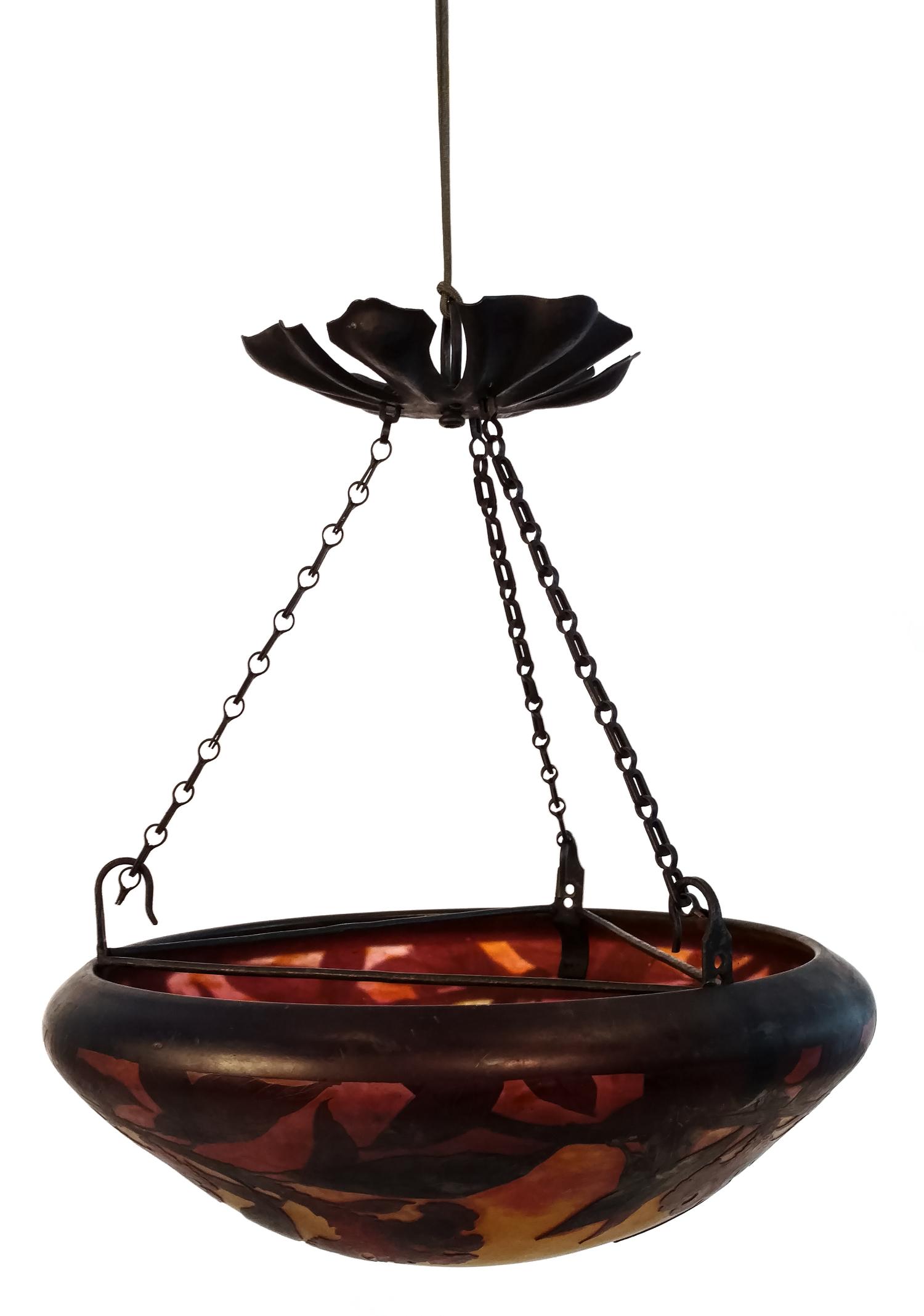 A Daum Cameo Glass Chandelier Height 8 x diameter 16 1/2 inches. — 20TH CENTURY
