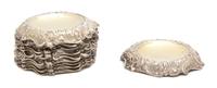 Twelve American Silver Salts, Gorham Mfg., Providence, RI, having chased everted rims