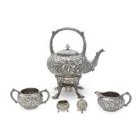 Three-piece sterling silver tea service John T. Vansant & Co., Philadelphia, PA, late 19th century