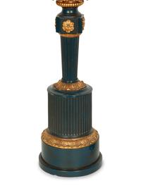 A Pair of French Tole Fluid Lamps Converted to Electricity