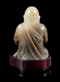 A Black and White Jade Figure of a Damo Height 3 1/2 inches. — 18TH/19TH CENTURY