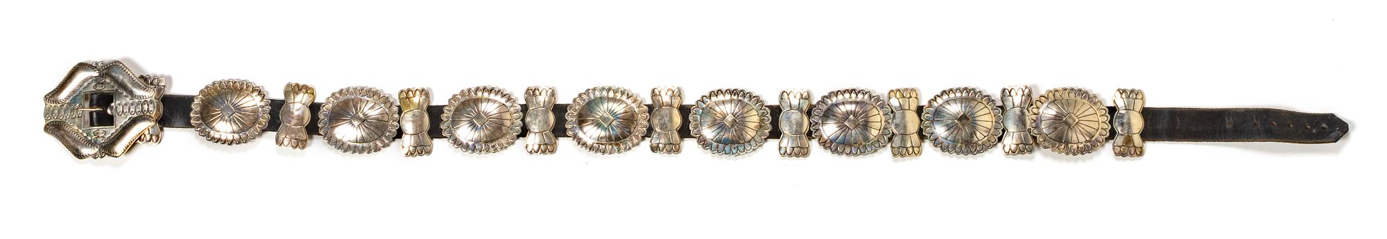 Southwestern Stamped Silver Concho Belt