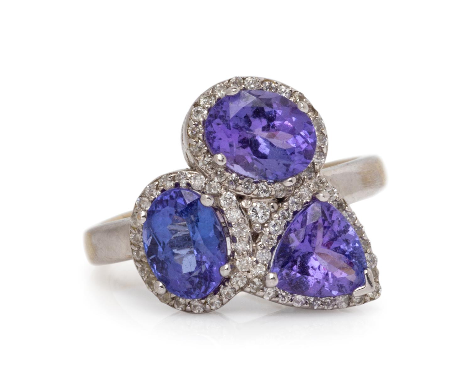 A Collection of White Gold, Tanzanite and Diamond Jewelry,