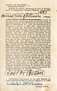 [HERNDON, William H. (1818-1891), his copy]. The Revised Code of Laws, of Illinois ... Vandalia, Illinois: Robert Blackwell, 1827.