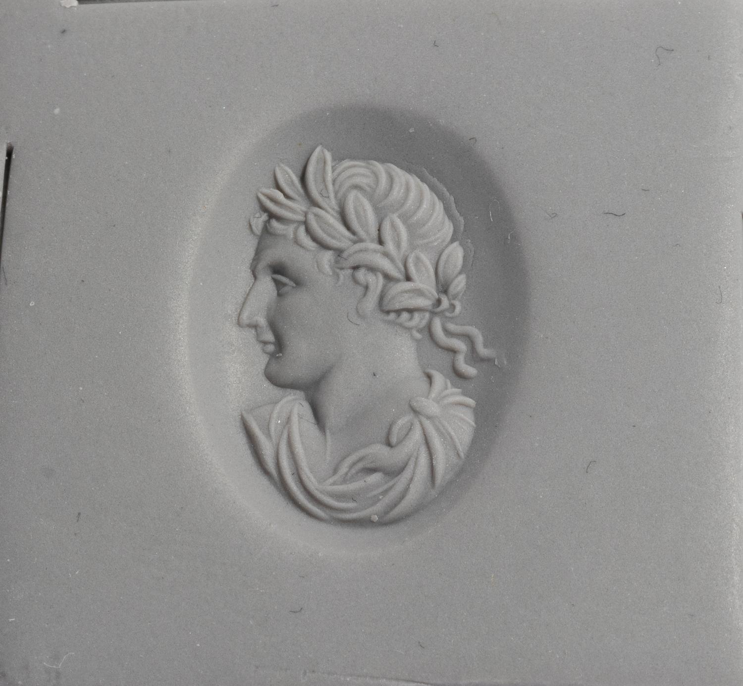 A Neoclassical Banded Agate and Gold Stickpin with a Roman Emperor