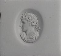 A Neoclassical Banded Agate and Gold Stickpin with a Roman Emperor