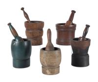 Five Turned Wood Mortars and Pestles