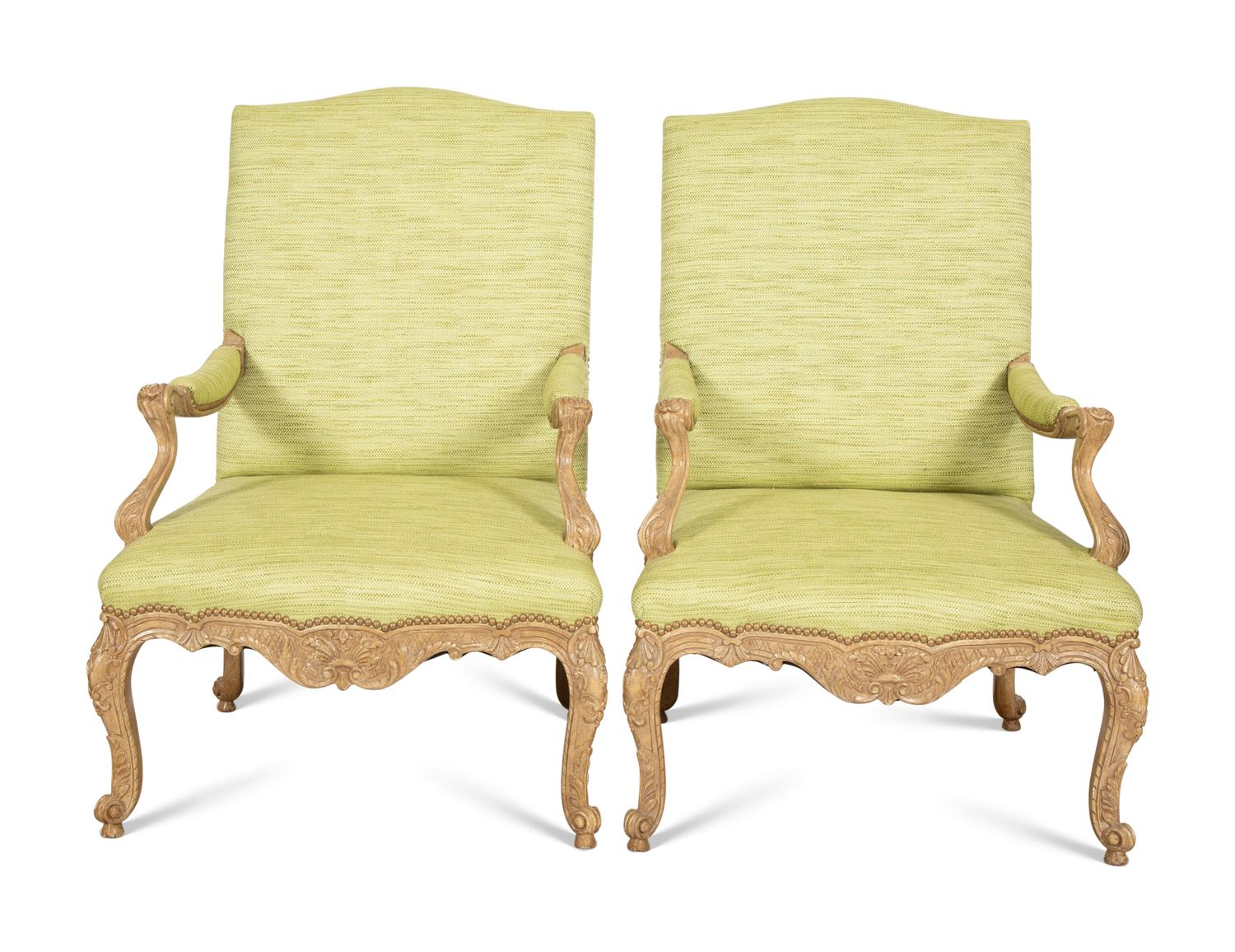 A Pair of Erika Brunson Regence Style Beechwood Fauteuils