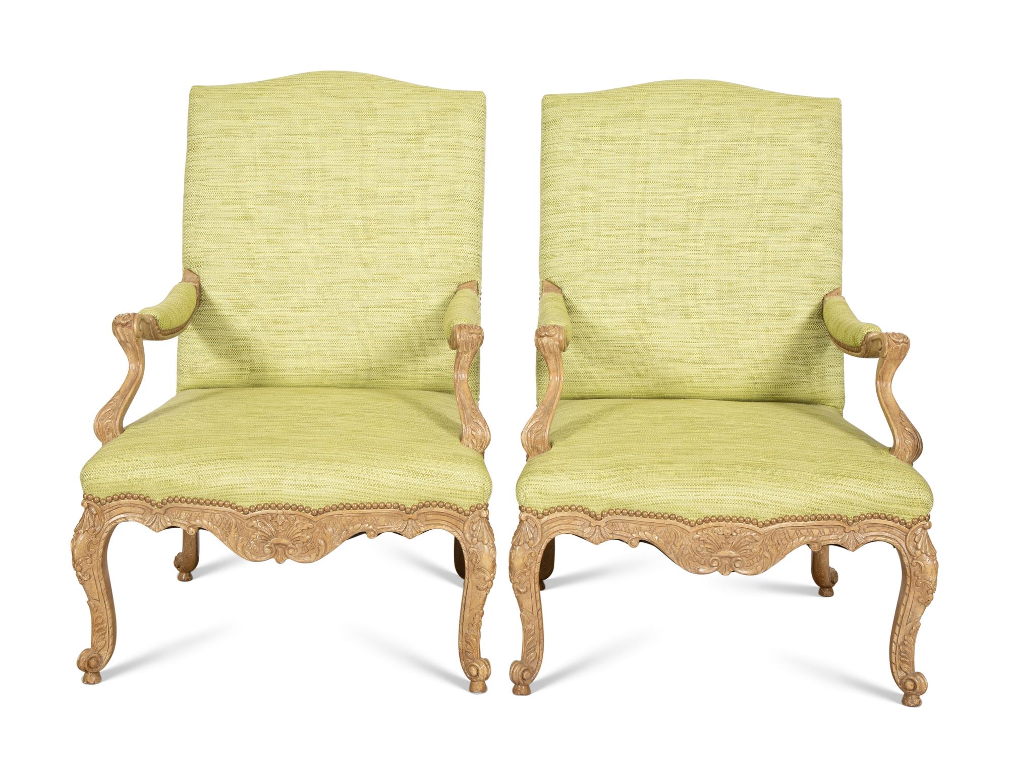 A Pair of Erika Brunson Regence Style Beechwood Fauteuils