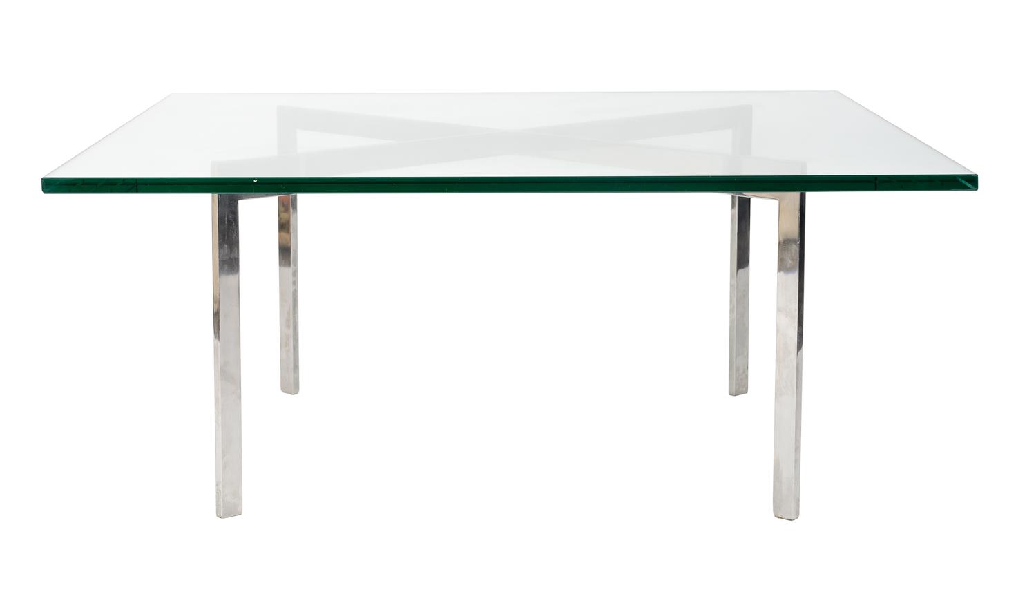 A Ludwig Mies Van Der Rohe Steel and Glass Barcelona Table