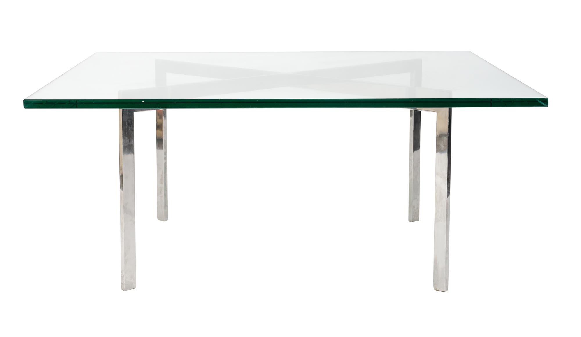 A Ludwig Mies Van Der Rohe Steel and Glass Barcelona Table