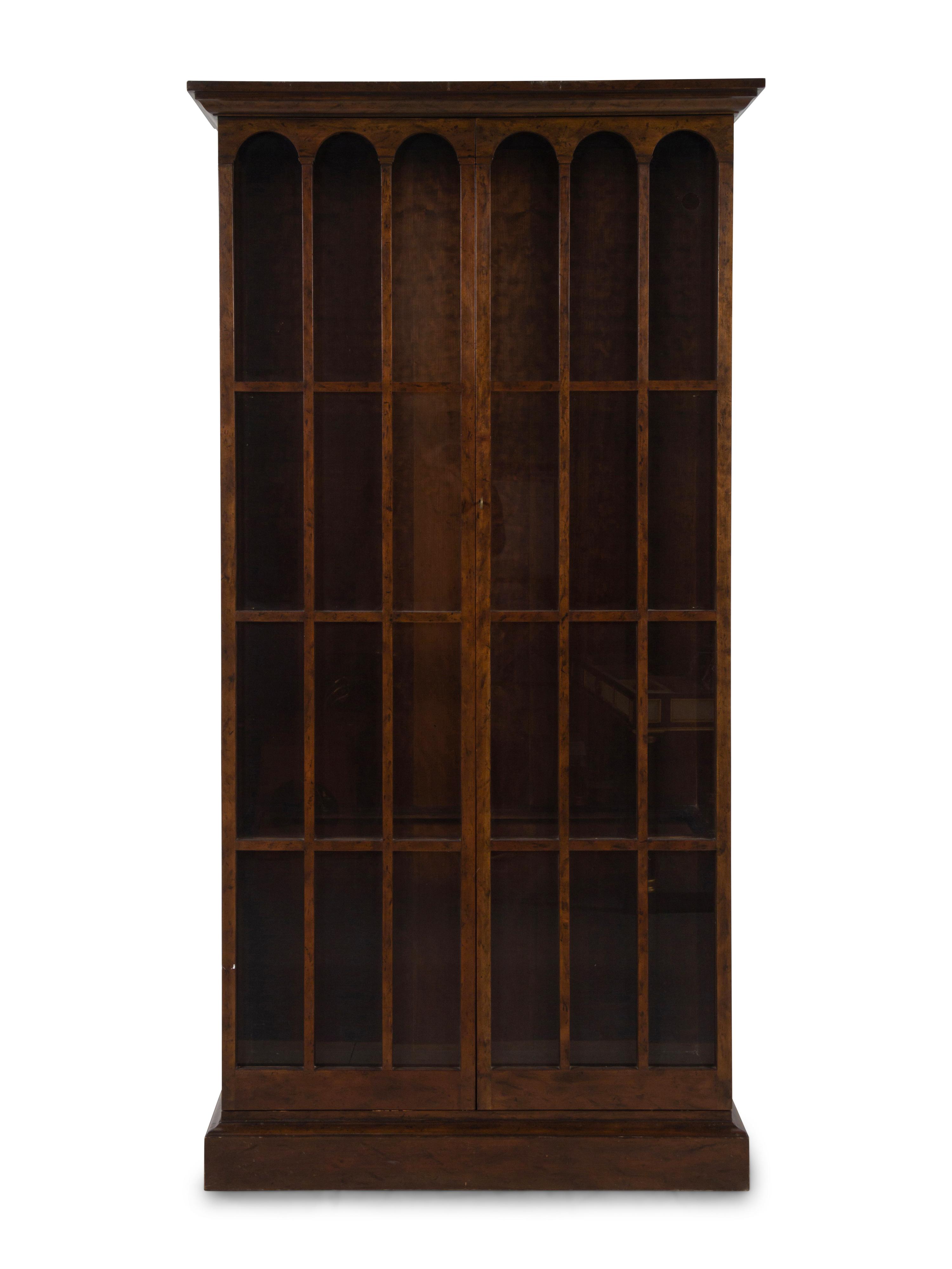 A Modern Walnut Bookcase Cabinet